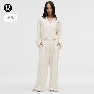 BeCalm 女士高腰褶饰加宽阔腿裤丨lululemon丨LW5JMTA