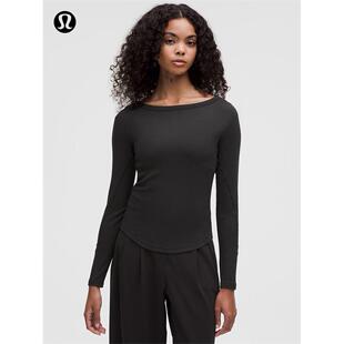 Hold Tight 女士紧身剪裁船型领口长袖 T 恤丨lululemon丨LW3IZUS