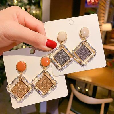 显脸瘦的几何菱形女长款气质耳钉