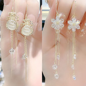 长款 流苏防丢耳线个性 耳饰显脸瘦耳环 饰品气质前袋子时尚 韩国新款