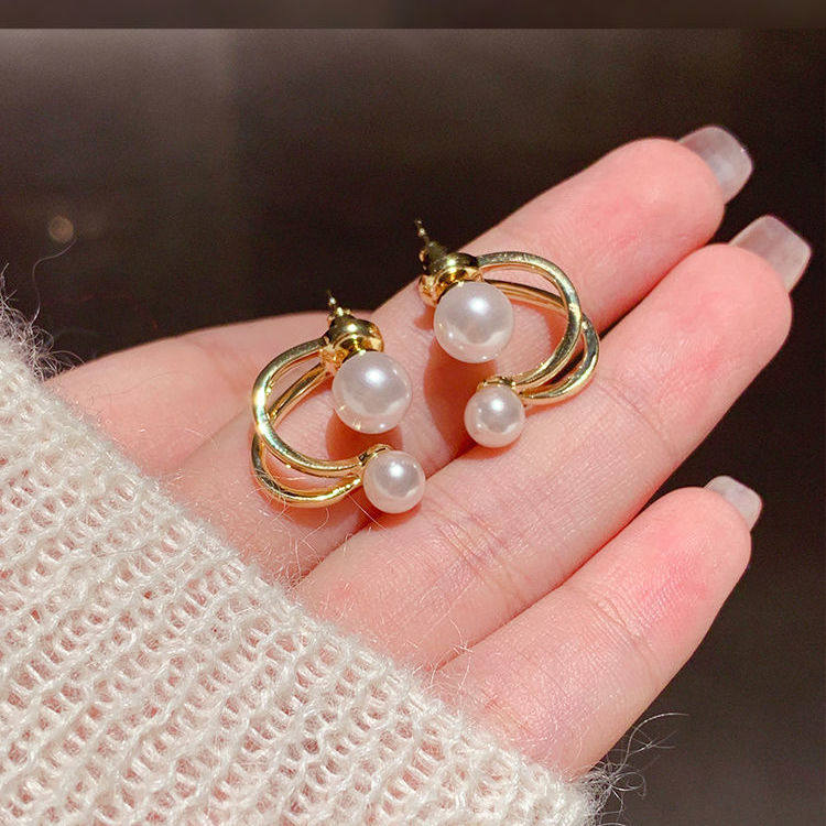s925银针一款两戴珍珠耳环简单大