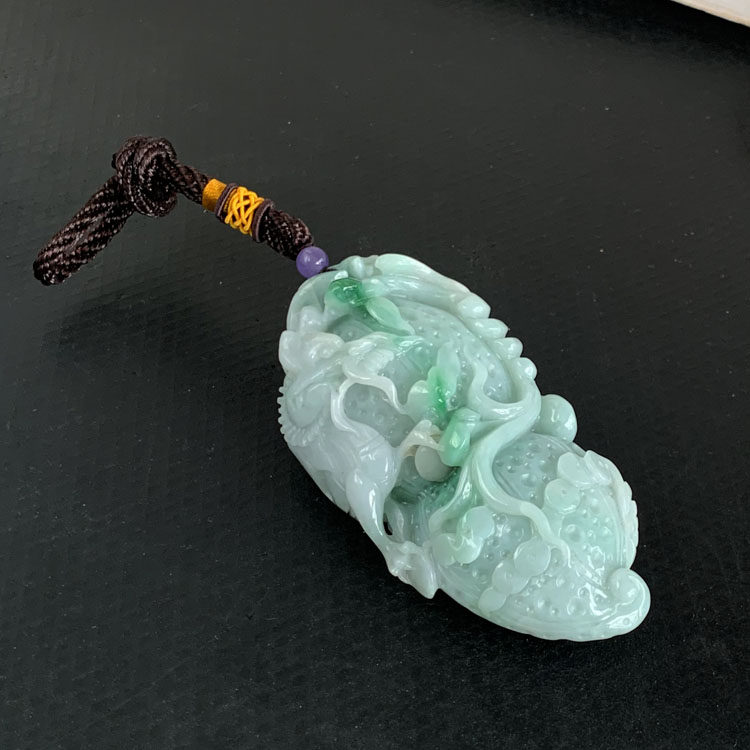 天然翡翠雕刻葫芦把玩