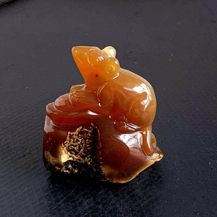 千蕊天然玛瑙雕刻生肖鼠摆件 桌面小摆饰 玛瑙把玩 手把件 鼠来宝
