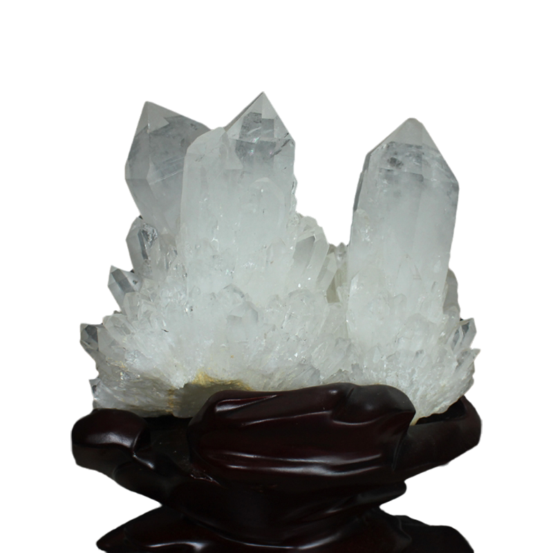 天然白水晶簇摆件矿标