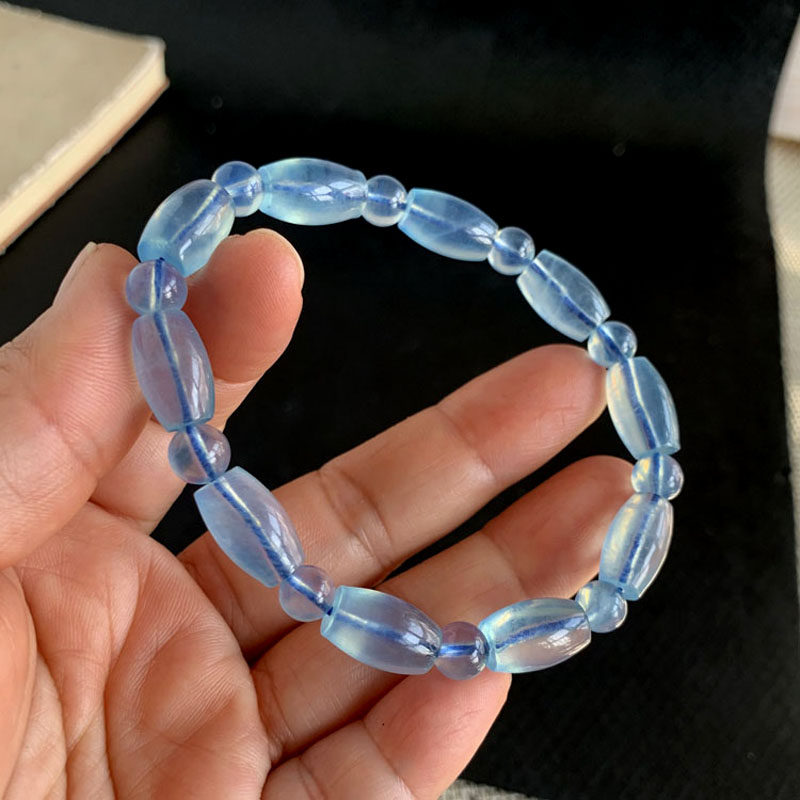 天然海蓝宝桶珠手链手串