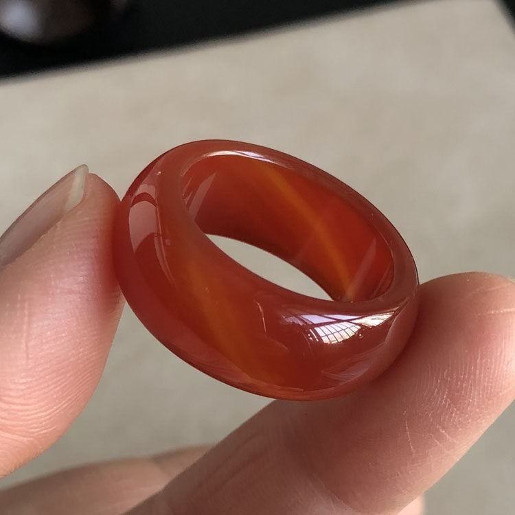 千蕊天然红玛瑙戒指 绿玛瑙板指 大号指环 可作手持念珠跑环宽款