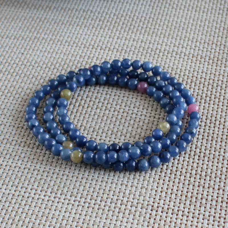 千蕊天然蓝刚玉三圈手链 蓝宝石多圈手串 可作项链 5MM