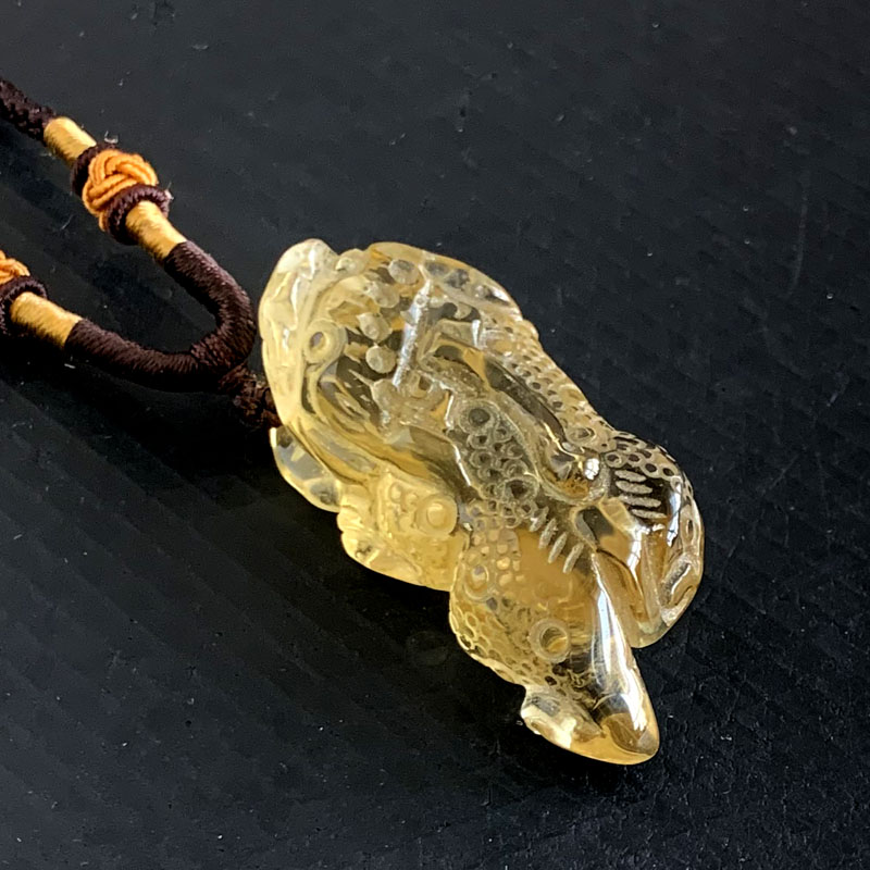 天然黄水晶貔貅吊坠一步登天实物