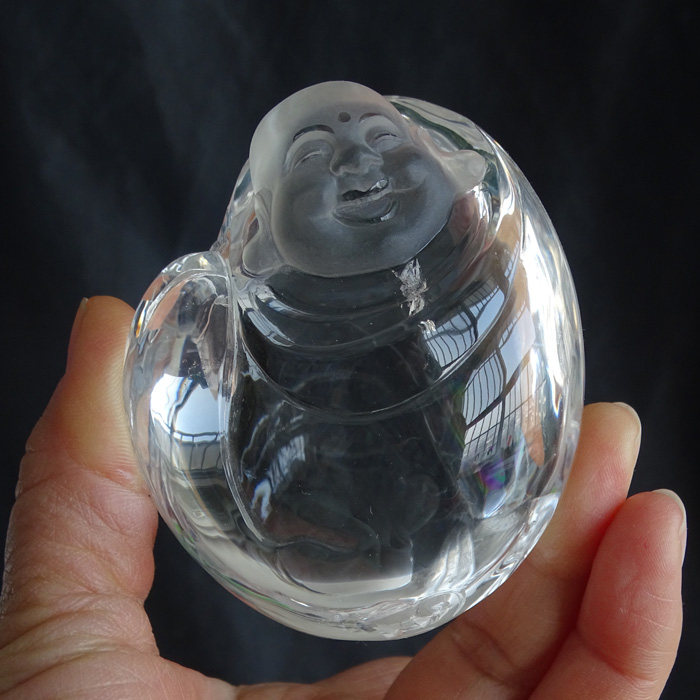 千蕊 天然白水晶手把件 原石自在佛把玩手工雕刻清透一物一图送证