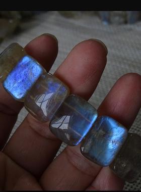 天然蓝光月长石手串