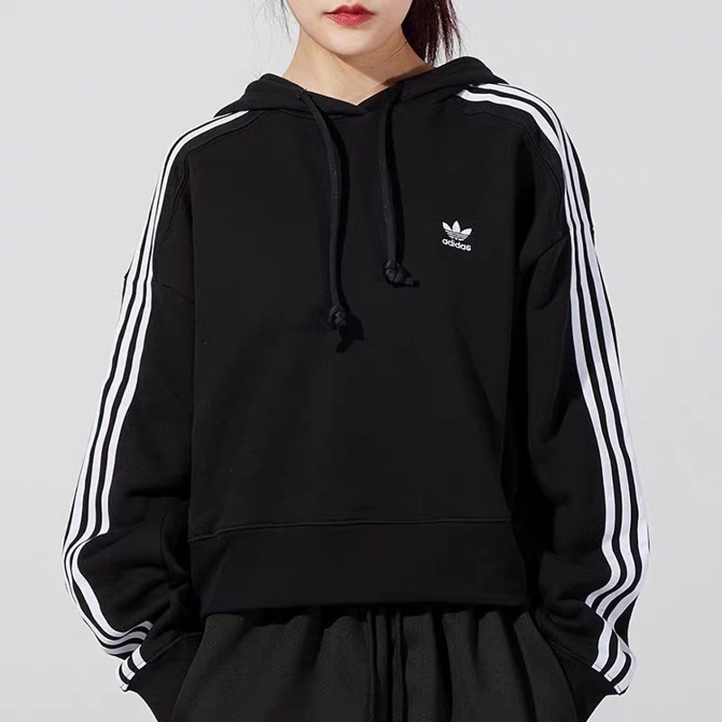 Adidas阿迪达斯三叶草女子纯棉休闲连帽运动卫衣套头衫GN2890