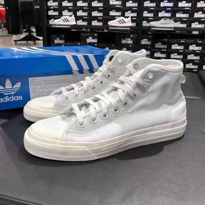 Adidas阿迪达斯三叶草男女高帮帆布板鞋Nizza Hi Rf休闲鞋EF1885