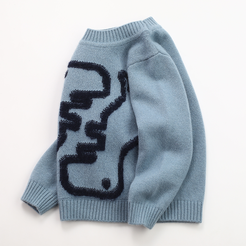 康赛妮男童卡通100%纯山羊绒针织衫宝宝毛衣儿童羊绒衫中小童秋冬