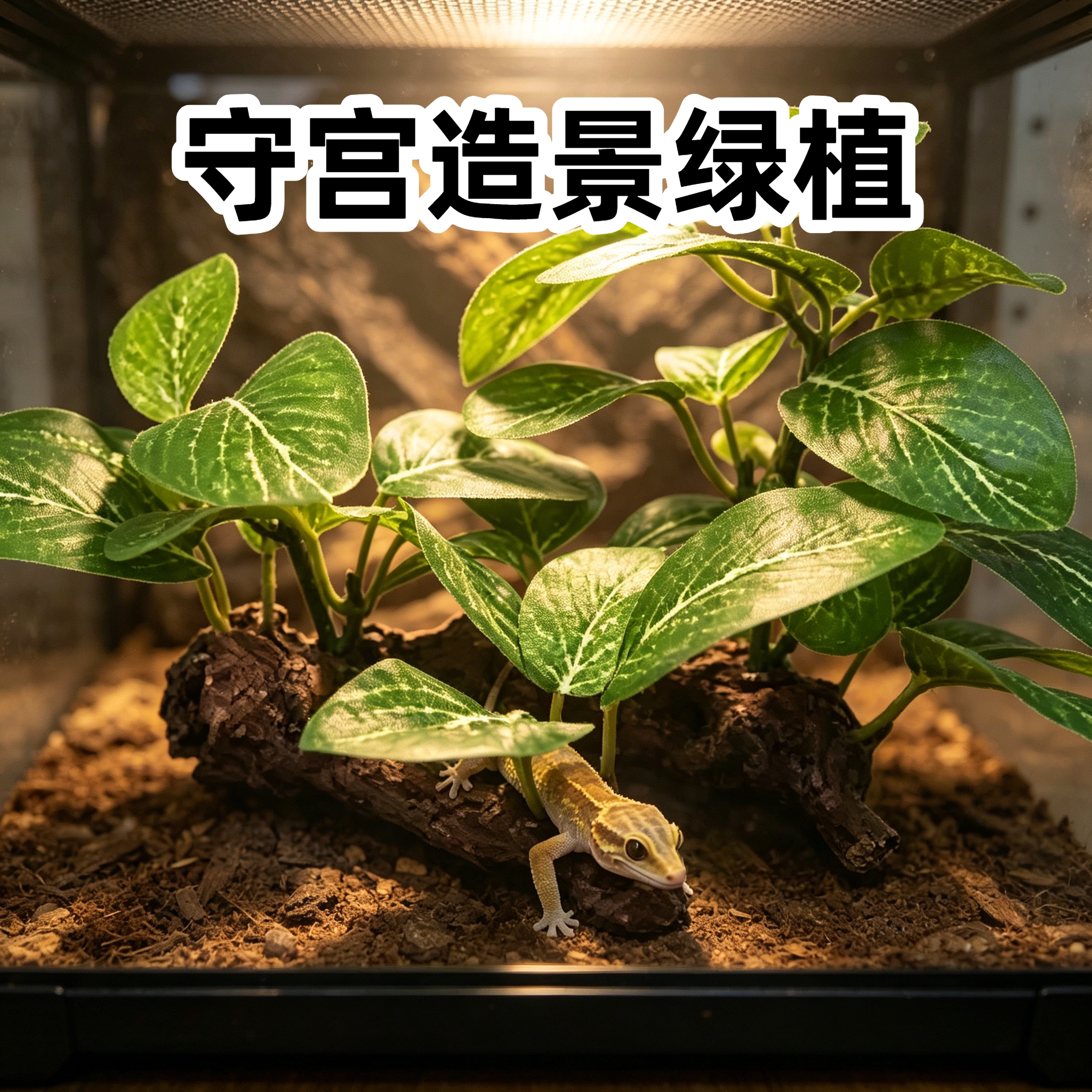 爬宠饲养箱仿真绿植丰荣造景