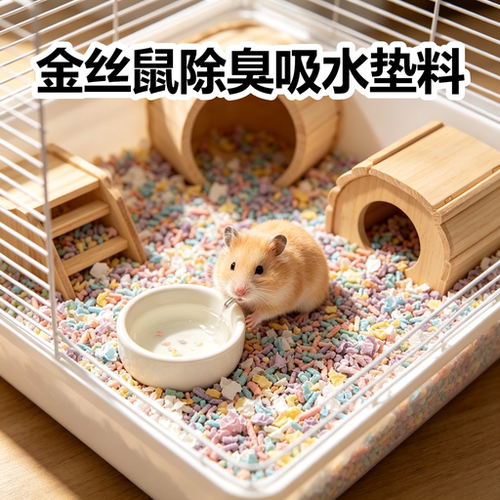 金丝鼠除臭吸水垫料宠物垫材猫狗爬宠专用环保垫料彩虹吸水纸棉粒