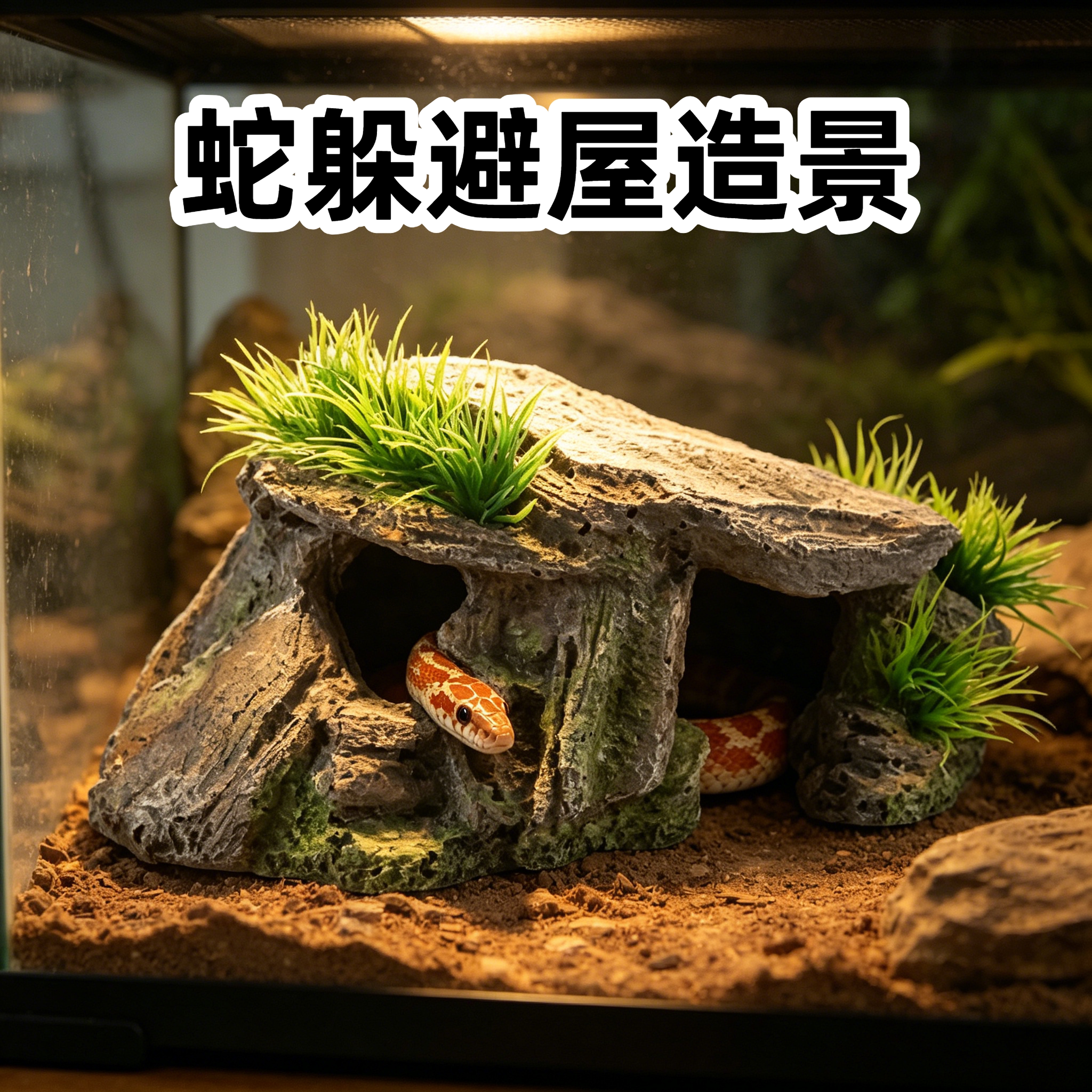 爬宠树脂躲避屋缸内造景