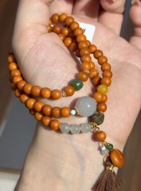 烟紫多圈蜜蜡手链