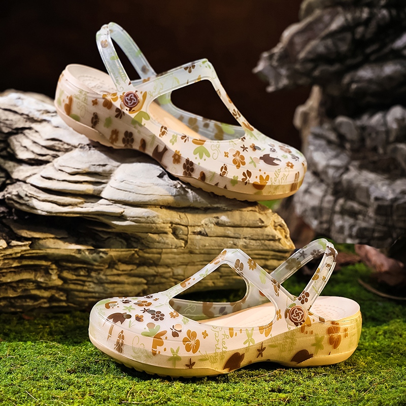 洞洞鞋女夏外穿凉鞋防滑厚底沙滩鞋果冻鞋坡跟涉水护士包头凉拖鞋