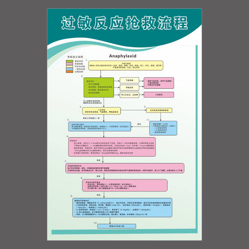 亚克力过敏反应抢救流程图医院诊所制度门诊岗位职责定制做