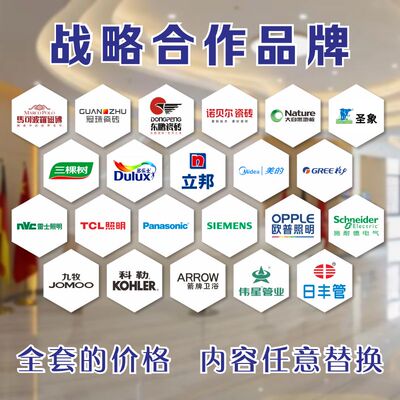 亚克力装修公司建材战略合作伙伴装饰工程logo品牌形象背景墙定制