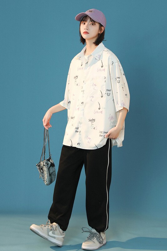 原创设计宽松短款衬衫XZ-702-CS109P40,女装衬衫,电商A430（原星座702）
