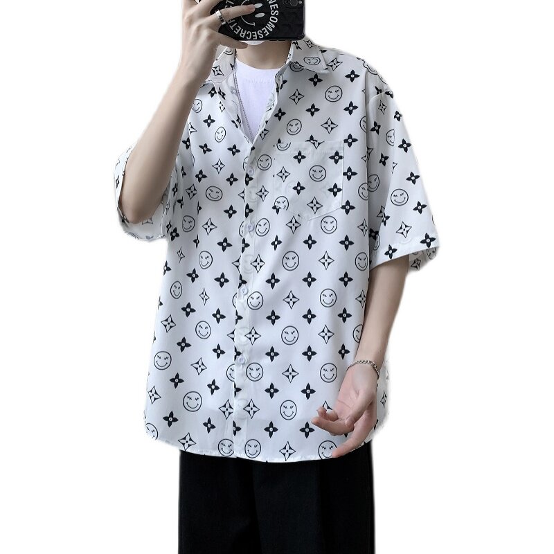 潮流青春流行宽松短袖衬衣XZ-702-CS110P40,男装衬衫,电商A430（原星座702）