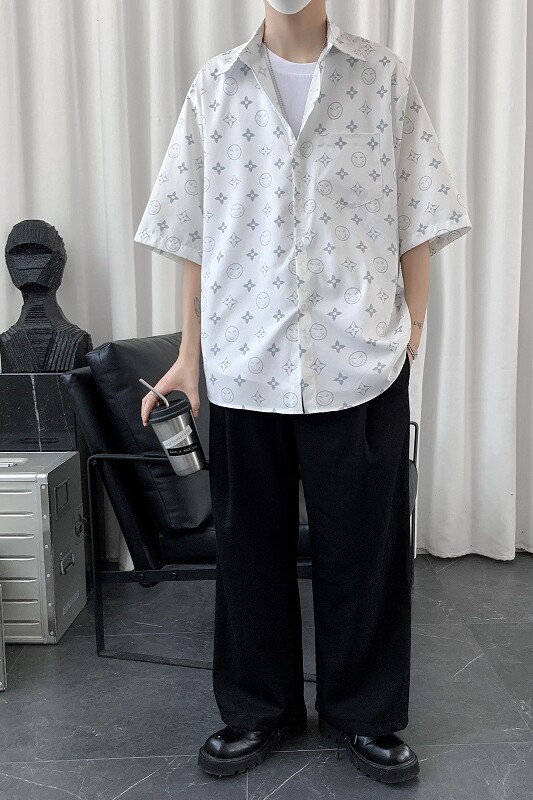潮流青春流行宽松短袖衬衣XZ-702-CS110P40,男装衬衫,电商A430（原星座702）