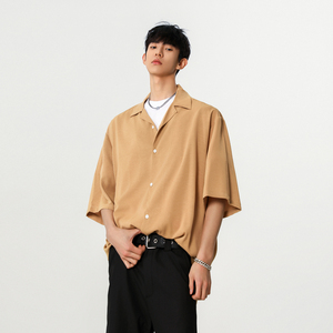 夏季新品韩系男生纯色暗花纹短袖衬衫外套A430-CS318-P38图片