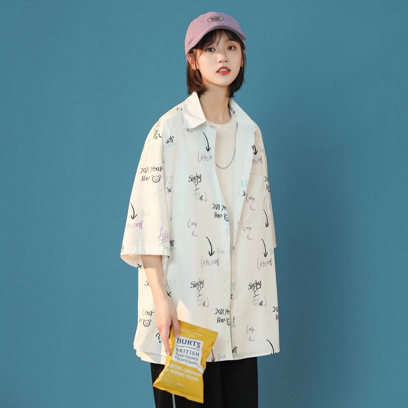 原创设计宽松短款衬衫XZ-702-CS109P40,女装衬衫,电商A430（原星座702）