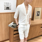 韩版夏季爆款纯色V领短袖T恤韩版时尚休闲套装702-LC77P40，男装T恤，电商A430（原星座702）
