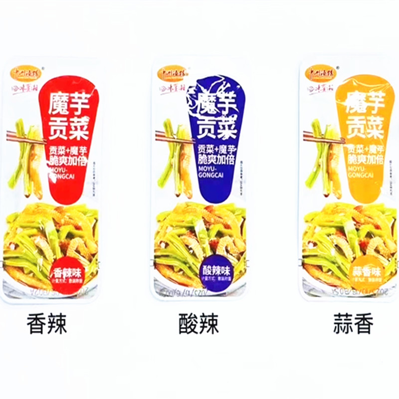 中洲渔馆魔芋贡菜即食下饭菜脆爽素食香辣酸辣蒜香味小菜休闲零食