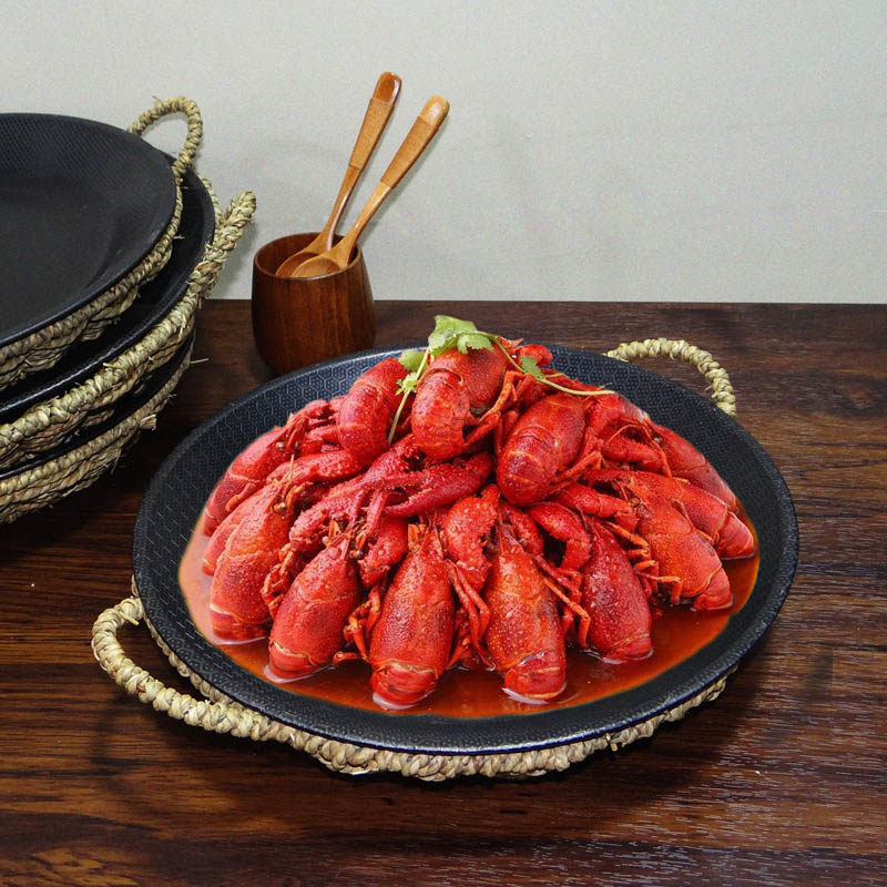 酒店用品农家乐特色麻辣小龙虾盘子个性餐具熟铁不粘平底干锅浅盆
