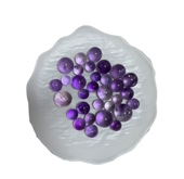 直播间天然紫水晶大孔圆珠散珠子diy手链项链配件饰品配珠