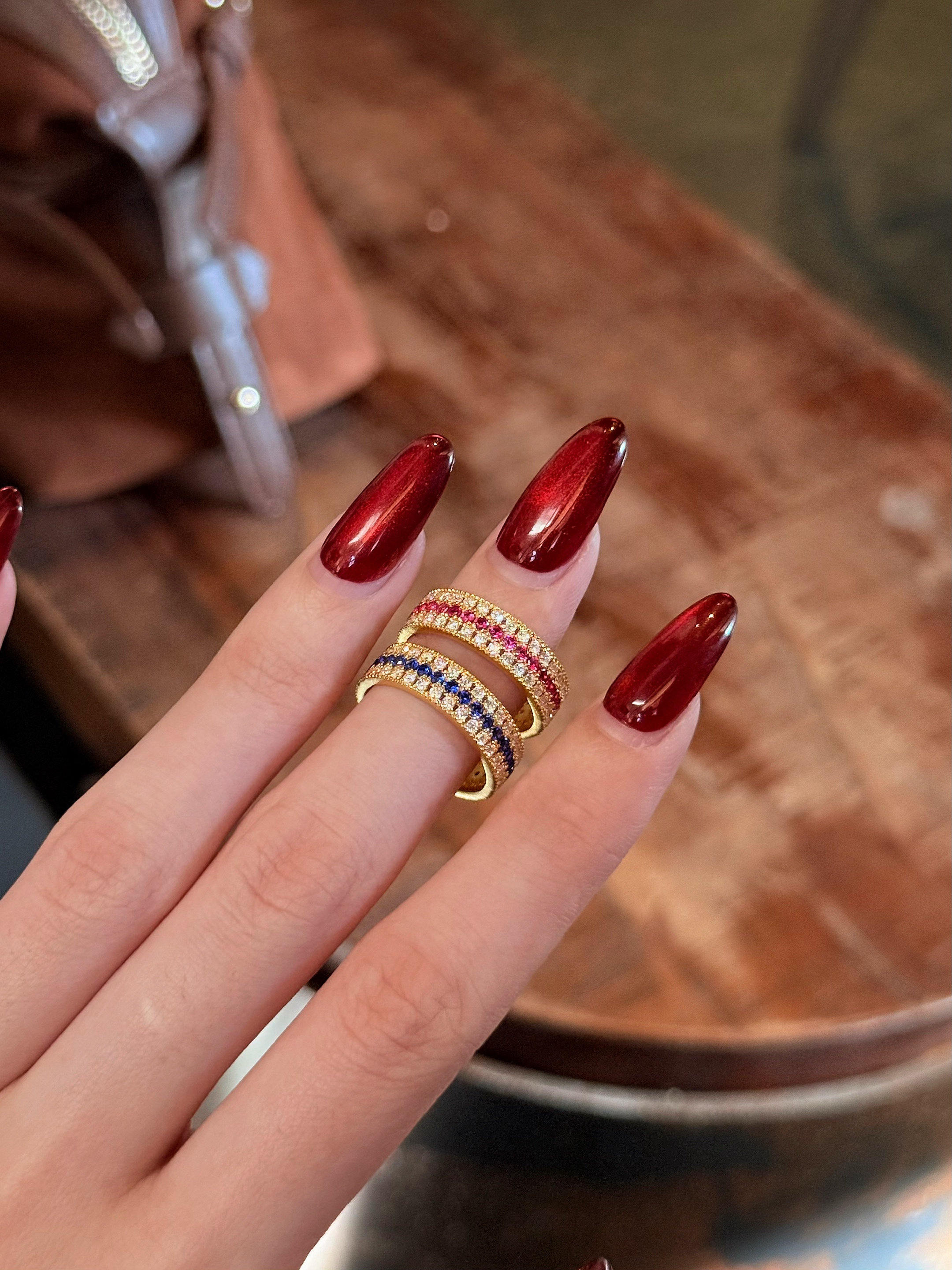 水贝黄金古法戒指点钻三排满钻镶嵌红蓝钻排戒足金999指环戒子,黄金,手饰,淘宝优惠券,粉丝福利购,淘宝优惠卷