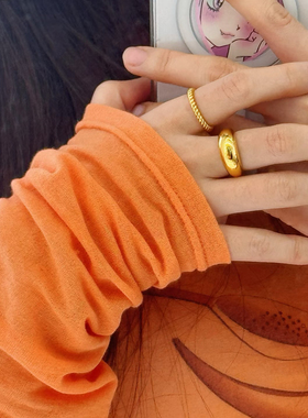 水贝足金999古法工艺高背泥鳅背海豚背蛇肚戒素圈指环5G黄金戒指