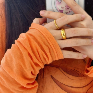 水贝足金999古法工艺高背泥鳅背海豚背蛇肚戒素圈指环5G黄金戒指