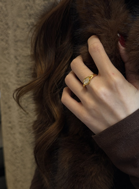 水贝黄金999足金5D极简水滴戒指设计高级感镶嵌莫桑钻戒子指环