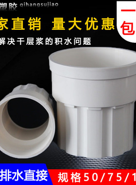 PVC50 75 110简单二次排水暗地漏 内插水管直接接头卫生间厨房