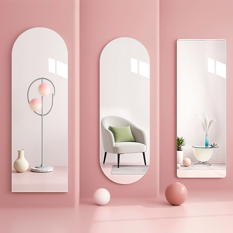 粘墙壁挂两用高清无框玻璃全身镜