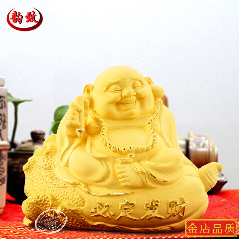 大号绒沙金弥勒佛笑口佛招财佛必定发财家居装饰品佛像摆件保平安
