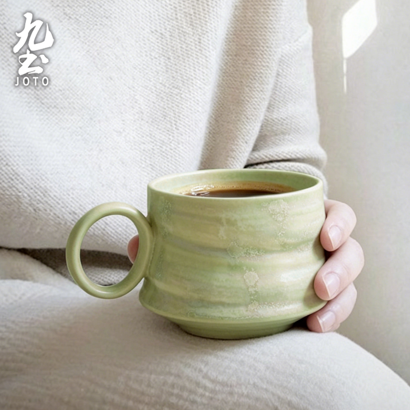 九土现代极简咖啡杯拉花高级感手工作水杯创意办公室摆拍好看杯子图片