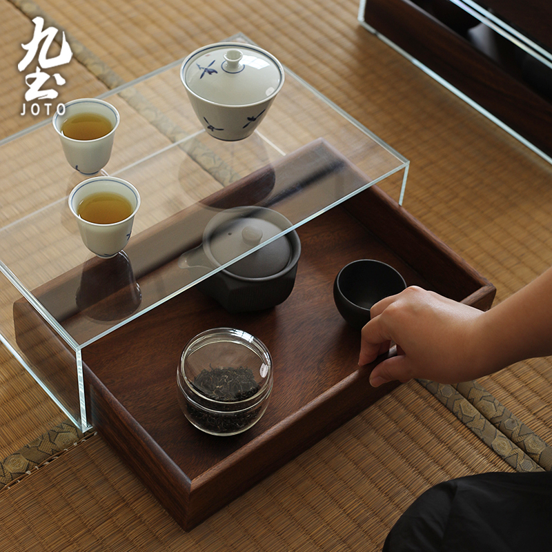 九土茶室玻璃收纳柜家用置物架子梳妆台首饰展示柜简约盒茶具陈列