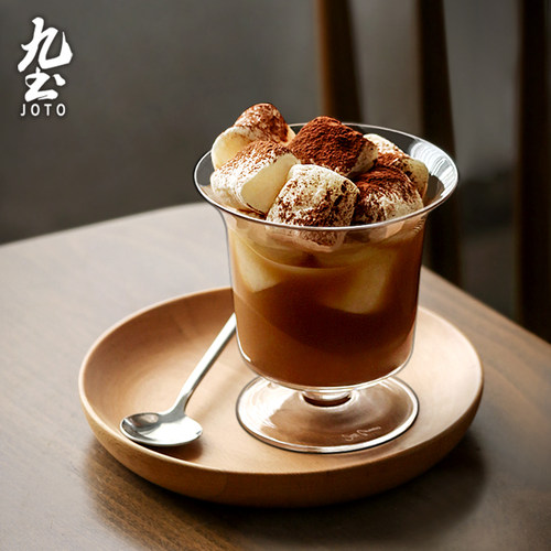 九土创意高脚玻璃杯餐厅奶昔雪糕