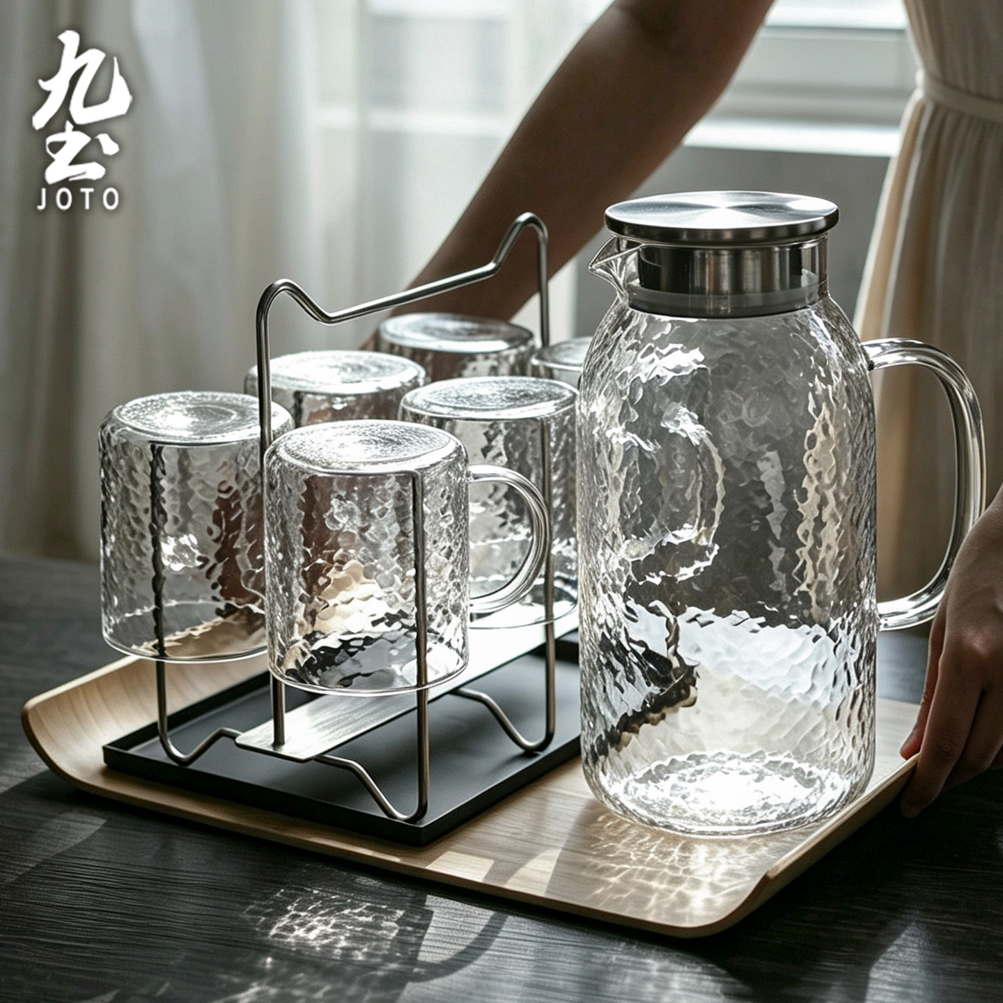 九土大容量冷水壶家用凉水壶白开水玻璃杯套装茶壶耐温玻璃壶杯子