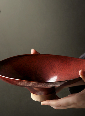 九土粗陶餐盘日料餐具果盘西餐深碗寿司异型刺身盘摆台景德镇