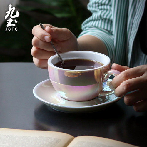 九土炫彩陶瓷咖啡杯拉花拿铁杯