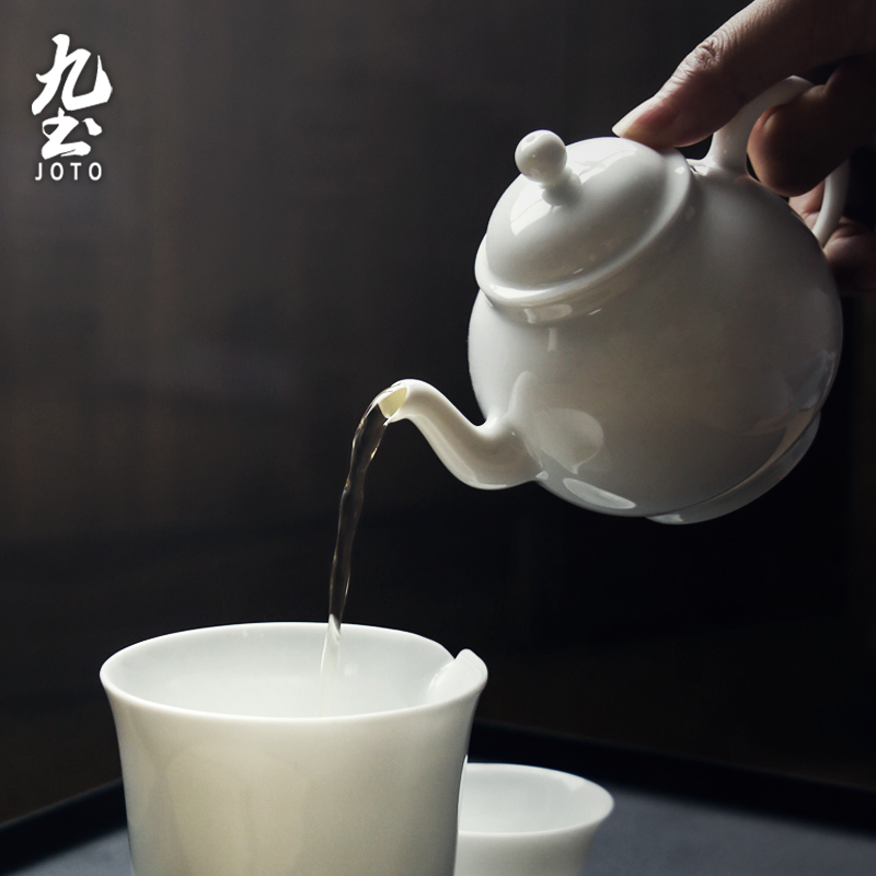 景德镇手工薄胎玉泥白陶瓷茶壶家用套装功夫茶具中式小茶杯公道杯