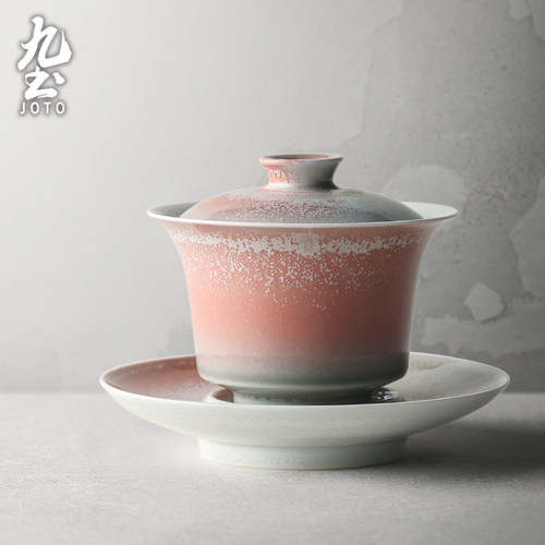 九土手工陶瓷三才盖碗窑变冰裂釉