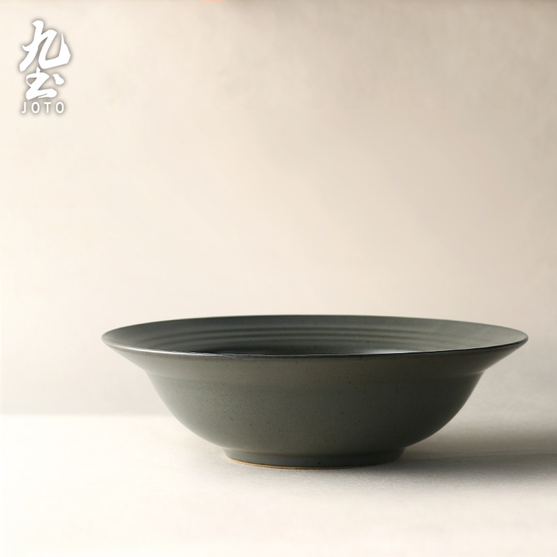 九土日式复古陶瓷餐盘子草帽碗粗陶汤盘圆盘意面盘子家用餐具套装