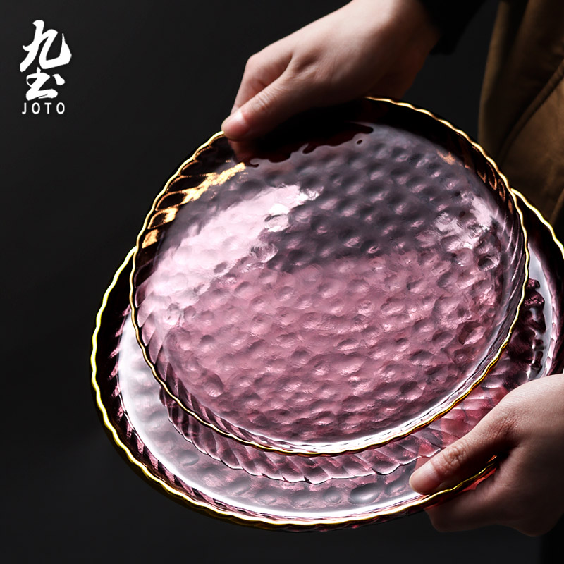 日式玻璃花瓣米饭碗圆盘锤纹图片